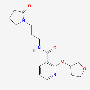 molecular formula C17H23N3O4 B2875747 N-(3-(2-oxopyrrolidin-1-yl)propyl)-2-((tetrahydrofuran-3-yl)oxy)nicotinamide CAS No. 2034389-98-3