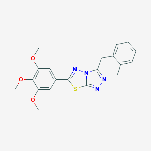 molecular formula C20H20N4O3S B287575 3-(2-Methylbenzyl)-6-(3,4,5-trimethoxyphenyl)[1,2,4]triazolo[3,4-b][1,3,4]thiadiazole 