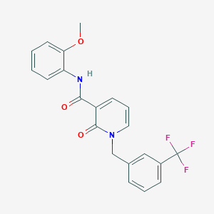 molecular formula C21H17F3N2O3 B2875752 N-(2-methoxyphenyl)-2-oxo-1-[[3-(trifluoromethyl)phenyl]methyl]pyridine-3-carboxamide CAS No. 339027-70-2