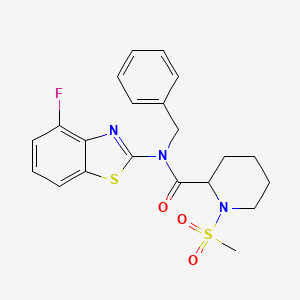 molecular formula C21H22FN3O3S2 B2875778 N-benzyl-N-(4-fluorobenzo[d]thiazol-2-yl)-1-(methylsulfonyl)piperidine-2-carboxamide CAS No. 1214058-23-7