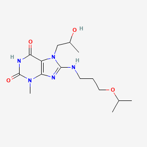 molecular formula C15H25N5O4 B2875781 7-(2-hydroxypropyl)-8-((3-isopropoxypropyl)amino)-3-methyl-1H-purine-2,6(3H,7H)-dione CAS No. 876894-42-7