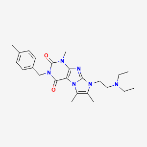 molecular formula C24H32N6O2 B2875787 8-(2-(diethylamino)ethyl)-1,6,7-trimethyl-3-(4-methylbenzyl)-1H-imidazo[2,1-f]purine-2,4(3H,8H)-dione CAS No. 919042-01-6