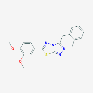 molecular formula C19H18N4O2S B287579 6-(3,4-Dimethoxyphenyl)-3-(2-methylbenzyl)[1,2,4]triazolo[3,4-b][1,3,4]thiadiazole 