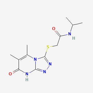 molecular formula C12H17N5O2S B2875801 2-((5,6-dimethyl-7-oxo-7,8-dihydro-[1,2,4]triazolo[4,3-a]pyrimidin-3-yl)thio)-N-isopropylacetamide CAS No. 891134-30-8