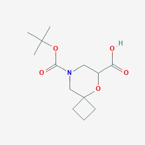 molecular formula C13H21NO5 B2875802 8-[(2-Methylpropan-2-yl)oxycarbonyl]-5-oxa-8-azaspiro[3.5]nonane-6-carboxylic acid CAS No. 2305252-49-5