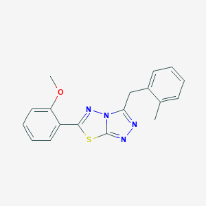 molecular formula C18H16N4OS B287581 Methyl2-[3-(2-methylbenzyl)[1,2,4]triazolo[3,4-b][1,3,4]thiadiazol-6-yl]phenylether 