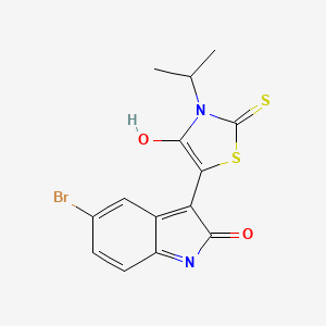 molecular formula C14H11BrN2O2S2 B2875828 (Z)-5-(5-bromo-2-oxoindolin-3-ylidene)-3-isopropyl-2-thioxothiazolidin-4-one CAS No. 324560-88-5