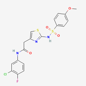 N-(3-chloro-4-fluorophenyl)-2-(2-(4-methoxyphenylsulfonamido)thiazol-4-yl)acetamide