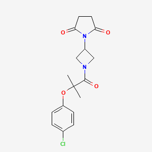 molecular formula C17H19ClN2O4 B2875832 1-(1-(2-(4-Chlorophenoxy)-2-methylpropanoyl)azetidin-3-yl)pyrrolidine-2,5-dione CAS No. 1795085-49-2