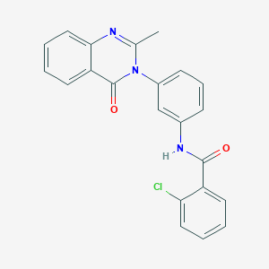 molecular formula C22H16ClN3O2 B2875840 2-氯-N-[3-(2-甲基-4-氧代喹唑啉-3-基)苯基]苯甲酰胺 CAS No. 898455-02-2