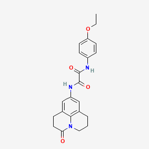 molecular formula C22H23N3O4 B2875846 N1-(4-ethoxyphenyl)-N2-(3-oxo-1,2,3,5,6,7-hexahydropyrido[3,2,1-ij]quinolin-9-yl)oxalamide CAS No. 898464-50-1