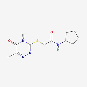 molecular formula C11H16N4O2S B2875850 N-cyclopentyl-2-[(6-methyl-5-oxo-2,5-dihydro-1,2,4-triazin-3-yl)sulfanyl]acetamide CAS No. 460726-58-3