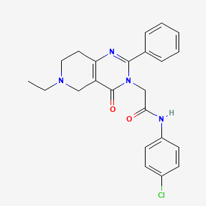 molecular formula C23H23ClN4O2 B2875859 N-(4-氯苯基)-2-(6-乙基-4-氧代-2-苯基-5,6,7,8-四氢吡啶并[4,3-d]嘧啶-3(4H)-基)乙酰胺 CAS No. 1286718-09-9