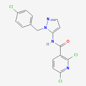 molecular formula C16H11Cl3N4O B2875870 2,6-dichloro-N-{1-[(4-chlorophenyl)methyl]-1H-pyrazol-5-yl}pyridine-3-carboxamide CAS No. 1375221-85-4