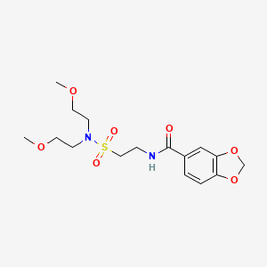 molecular formula C16H24N2O7S B2875872 N-[2-[双(2-甲氧基乙基)磺酰基]乙基]-1,3-苯并二氧杂-5-甲酰胺 CAS No. 899980-16-6