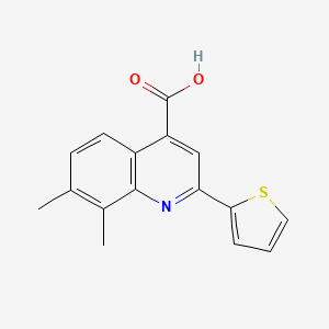 molecular formula C16H13NO2S B2875880 7,8-Dimethyl-2-(thiophen-2-yl)quinoline-4-carboxylic acid CAS No. 436096-59-2