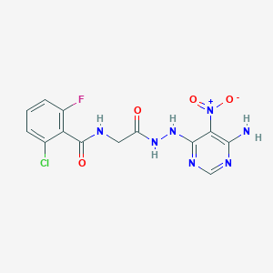 N-[2-[2-(6-amino-5-nitropyrimidin-4-yl)hydrazinyl]-2-oxoethyl]-2-chloro-6-fluorobenzamide