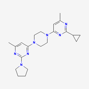 molecular formula C21H29N7 B2875906 2-Cyclopropyl-4-methyl-6-[4-(6-methyl-2-pyrrolidin-1-ylpyrimidin-4-yl)piperazin-1-yl]pyrimidine CAS No. 2415491-73-3