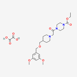 molecular formula C26H39N3O10 B2875915 Ethyl 4-(2-(4-(((3,5-dimethoxybenzyl)oxy)methyl)piperidin-1-yl)acetyl)piperazine-1-carboxylate oxalate CAS No. 1396684-78-8