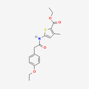 molecular formula C18H21NO4S B2875916 5-(2-(4-乙氧苯基)乙酰氨基)-3-甲基噻吩-2-甲酸乙酯 CAS No. 923441-73-0