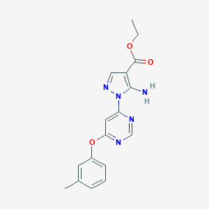 molecular formula C17H17N5O3 B287592 ethyl 5-amino-1-[6-(3-methylphenoxy)-4-pyrimidinyl]-1H-pyrazole-4-carboxylate 