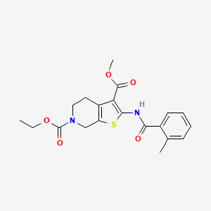 molecular formula C20H22N2O5S B2875928 6-ethyl 3-methyl 2-(2-methylbenzamido)-4,5-dihydrothieno[2,3-c]pyridine-3,6(7H)-dicarboxylate CAS No. 920457-13-2
