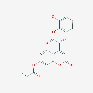 molecular formula C23H18O7 B2875930 4-(8-Methoxy-2-oxochromen-3-yl)-2-oxochromen-7-yl 2-methylpropanoate CAS No. 896034-17-6