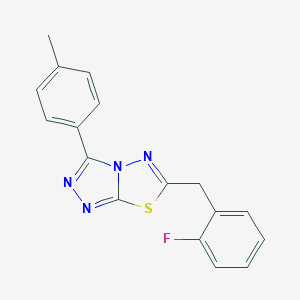molecular formula C17H13FN4S B287594 6-(2-Fluorobenzyl)-3-(4-methylphenyl)[1,2,4]triazolo[3,4-b][1,3,4]thiadiazole 
