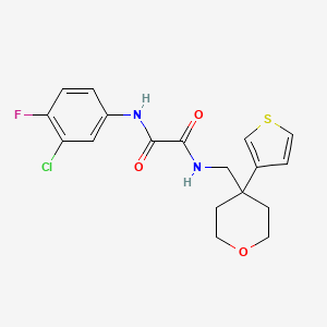 molecular formula C18H18ClFN2O3S B2875941 N1-(3-chloro-4-fluorophenyl)-N2-((4-(thiophen-3-yl)tetrahydro-2H-pyran-4-yl)methyl)oxalamide CAS No. 2309603-49-2