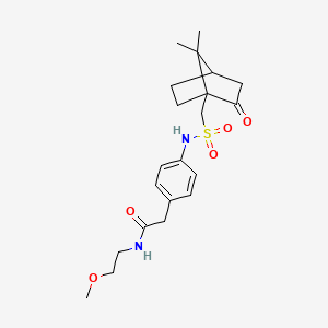 molecular formula C21H30N2O5S B2875950 2-(4-((7,7-dimethyl-2-oxobicyclo[2.2.1]heptan-1-yl)methylsulfonamido)phenyl)-N-(2-methoxyethyl)acetamide CAS No. 1448048-14-3