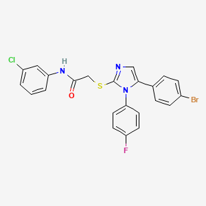 molecular formula C23H16BrClFN3OS B2875956 2-((5-(4-bromophenyl)-1-(4-fluorophenyl)-1H-imidazol-2-yl)thio)-N-(3-chlorophenyl)acetamide CAS No. 1207057-75-7
