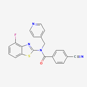 molecular formula C21H13FN4OS B2875958 4-cyano-N-(4-fluorobenzo[d]thiazol-2-yl)-N-(pyridin-4-ylmethyl)benzamide CAS No. 923123-85-7