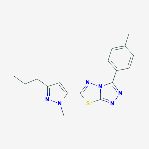 molecular formula C17H18N6S B287597 3-(4-methylphenyl)-6-(1-methyl-3-propyl-1H-pyrazol-5-yl)[1,2,4]triazolo[3,4-b][1,3,4]thiadiazole 