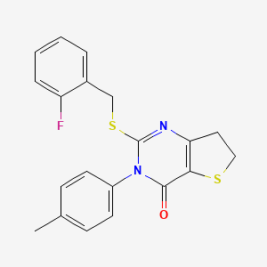 B2875973 2-((2-fluorobenzyl)thio)-3-(p-tolyl)-6,7-dihydrothieno[3,2-d]pyrimidin-4(3H)-one CAS No. 686771-81-3