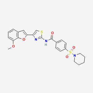 molecular formula C24H23N3O5S2 B2875975 N-(4-(7-methoxybenzofuran-2-yl)thiazol-2-yl)-4-(piperidin-1-ylsulfonyl)benzamide CAS No. 921550-47-2
