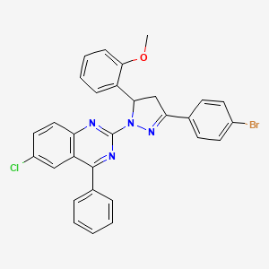 molecular formula C30H22BrClN4O B2875978 2-(3-(4-bromophenyl)-5-(2-methoxyphenyl)-4,5-dihydro-1H-pyrazol-1-yl)-6-chloro-4-phenylquinazoline CAS No. 312587-01-2