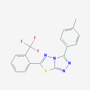 molecular formula C17H11F3N4S B287599 3-(4-Methylphenyl)-6-[2-(trifluoromethyl)phenyl][1,2,4]triazolo[3,4-b][1,3,4]thiadiazole 