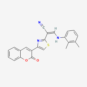 molecular formula C23H17N3O2S B2875994 (Z)-3-((2,3-二甲基苯基)氨基)-2-(4-(2-氧代-2H-色满-3-基)噻唑-2-基)丙烯腈 CAS No. 374104-59-3