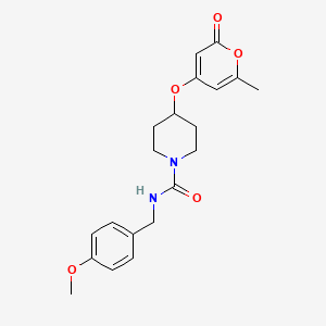 molecular formula C20H24N2O5 B2876005 N-(4-methoxybenzyl)-4-((6-methyl-2-oxo-2H-pyran-4-yl)oxy)piperidine-1-carboxamide CAS No. 1706224-70-5