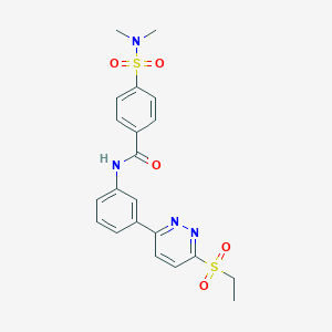 molecular formula C21H22N4O5S2 B2876023 4-[(dimethylamino)sulfonyl]-N-{3-[6-(ethylsulfonyl)pyridazin-3-yl]phenyl}benzamide CAS No. 1005294-49-4