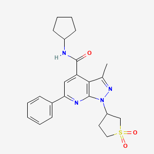 molecular formula C23H26N4O3S B2876025 N-cyclopentyl-1-(1,1-dioxidotetrahydrothiophen-3-yl)-3-methyl-6-phenyl-1H-pyrazolo[3,4-b]pyridine-4-carboxamide CAS No. 1021119-19-6