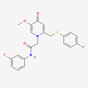 molecular formula C21H18F2N2O3S B2876029 N-(3-fluorophenyl)-2-(2-(((4-fluorophenyl)thio)methyl)-5-methoxy-4-oxopyridin-1(4H)-yl)acetamide CAS No. 1005303-11-6
