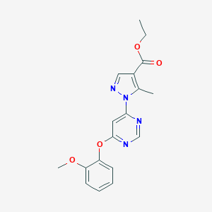 molecular formula C18H18N4O4 B287603 ethyl 1-[6-(2-methoxyphenoxy)-4-pyrimidinyl]-5-methyl-1H-pyrazole-4-carboxylate 