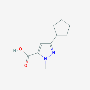 molecular formula C10H14N2O2 B2876051 3-Cyclopentyl-1-methyl-1H-pyrazole-5-carboxylic acid CAS No. 1033444-00-6