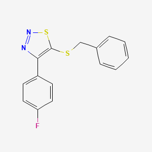 molecular formula C15H11FN2S2 B2876062 5-(Benzylsulfanyl)-4-(4-fluorophenyl)-1,2,3-thiadiazole CAS No. 338408-63-2
