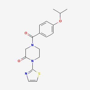 molecular formula C17H19N3O3S B2876064 4-(4-异丙氧基苯甲酰)-1-(噻唑-2-基)哌嗪-2-酮 CAS No. 2320574-16-9