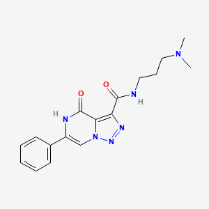 molecular formula C17H20N6O2 B2876065 N-[3-(二甲氨基)丙基]-4-氧代-6-苯基-4,5-二氢[1,2,3]三唑并[1,5-a]哒嗪-3-甲酰胺 CAS No. 2108215-26-3