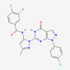 molecular formula C22H14ClF2N7O2 B2876067 N-(1-(1-(4-chlorophenyl)-4-oxo-4,5-dihydro-1H-pyrazolo[3,4-d]pyrimidin-6-yl)-3-methyl-1H-pyrazol-5-yl)-3,4-difluorobenzamide CAS No. 1170829-29-4