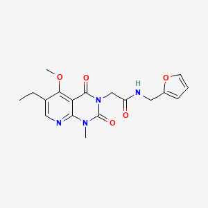 molecular formula C18H20N4O5 B2876068 2-(6-乙基-5-甲氧基-1-甲基-2,4-二氧代-1,2-二氢吡啶并[2,3-d]嘧啶-3(4H)-基)-N-(呋喃-2-基甲基)乙酰胺 CAS No. 941942-27-4