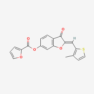 molecular formula C19H12O5S B2876069 (2Z)-2-[(3-甲基噻吩-2-基)亚甲基]-3-氧代-2,3-二氢-1-苯并呋喃-6-基呋喃-2-甲酸酯 CAS No. 622361-32-4
